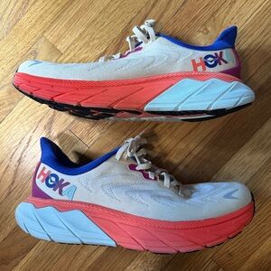 Hoka One One Athletic Shoes in Cream and Coral
